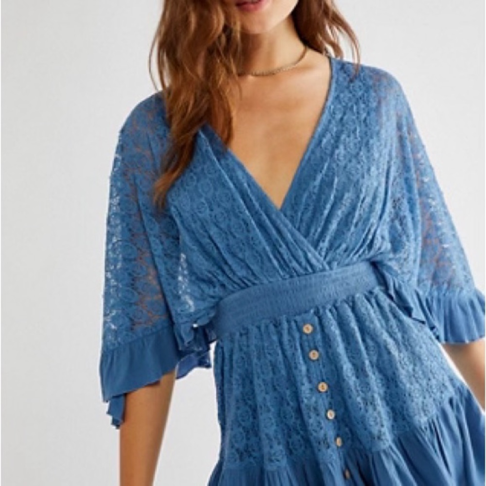 Free People Parisienne Blue ‘Shyanne’ romper NWOT size L
